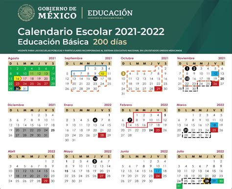 calendario del ciclo escolar 2021 2022