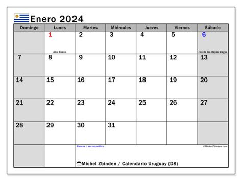 calendario enero 2024 uruguay