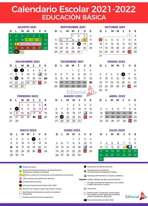 calendario escolar del 2021