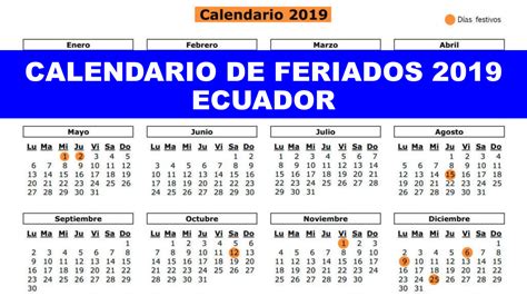 calendario fechas festivas ecuador