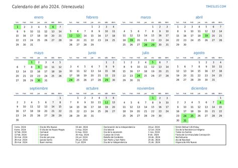 calendario feriados venezuela 2024