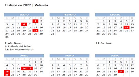 calendario festivos valencia 2022