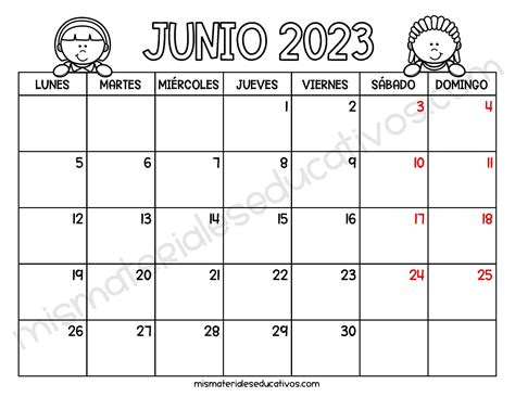 calendario junio 2023 con actividades
