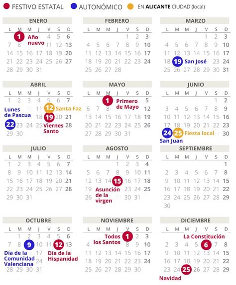 calendario laboral san juan de alicante