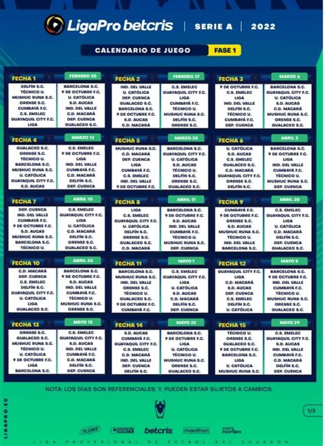 calendario liga pro 2022 fase 2