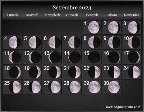 calendario lunare settembre 2023