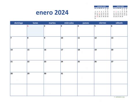 calendario mensual de 2024