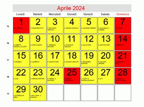 calendario mese aprile 2024