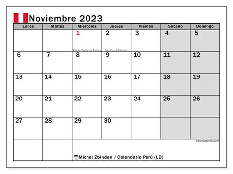 calendario noviembre 2023 peru