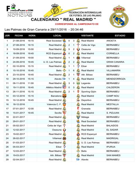 calendario oficial real madrid