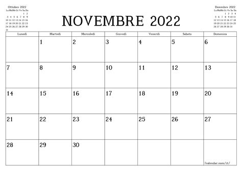 calendario ottobre novembre dicembre 2022
