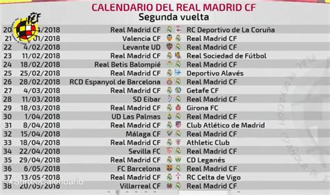calendario partidos de liga real madrid