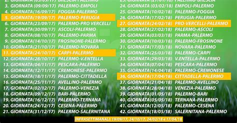 calendario partite palermo serie b