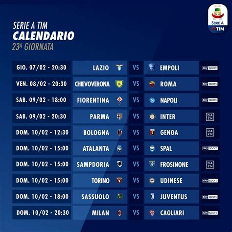 calendario partite sky serie a