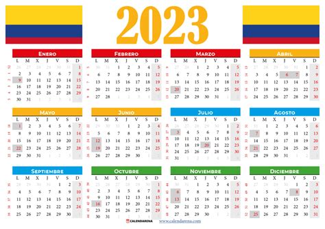 calendario por semanas colombia 2023