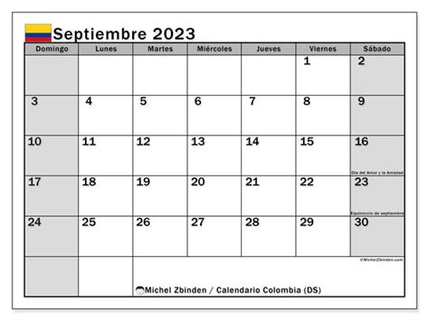 calendario septiembre 2023 colombia