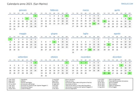 calendario uffici san marino 2023