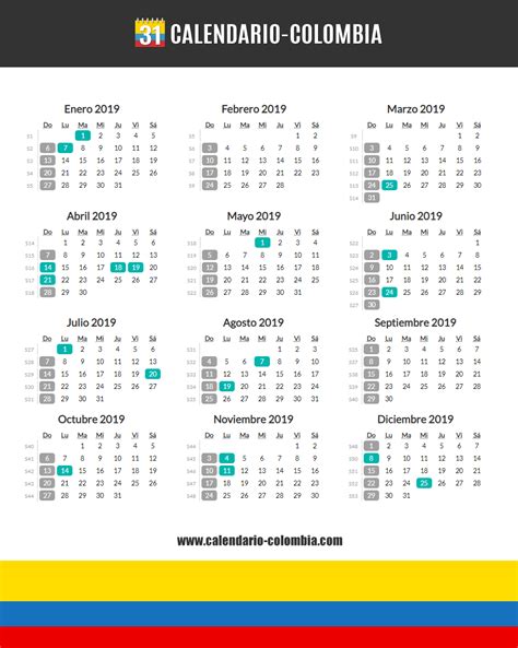 calendarios festivos en colombia