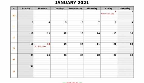 Free January 2021 Calendar Printable - Monthly Template