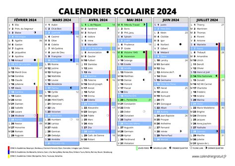 Calendrier Scolaire 2024 Et 2024 Pdf