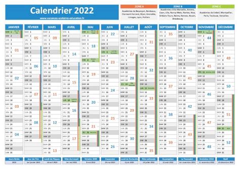 calendrier 2022 nombre de jours