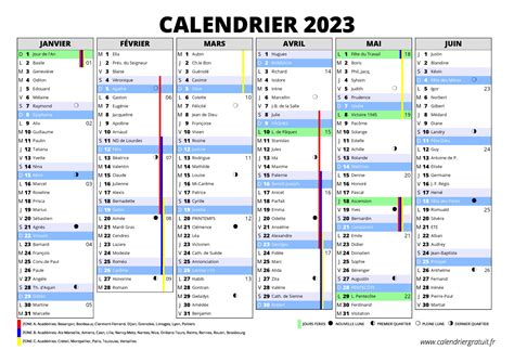 calendrier 2023 avec jour