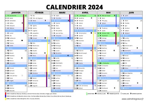 calendrier 2024 nombre de jours