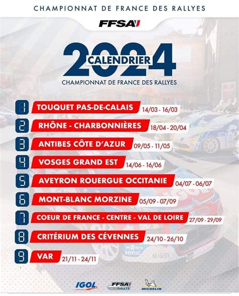 calendrier coupe de france des rallyes 2024