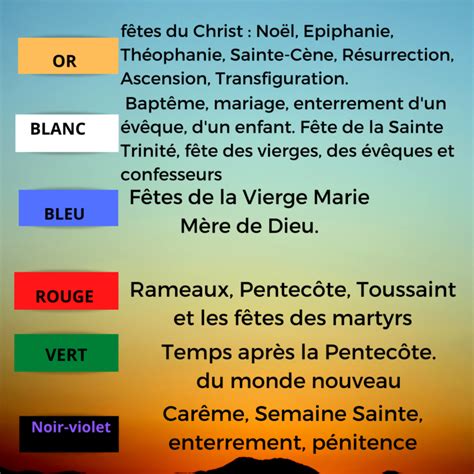 calendrier des couleurs liturgiques