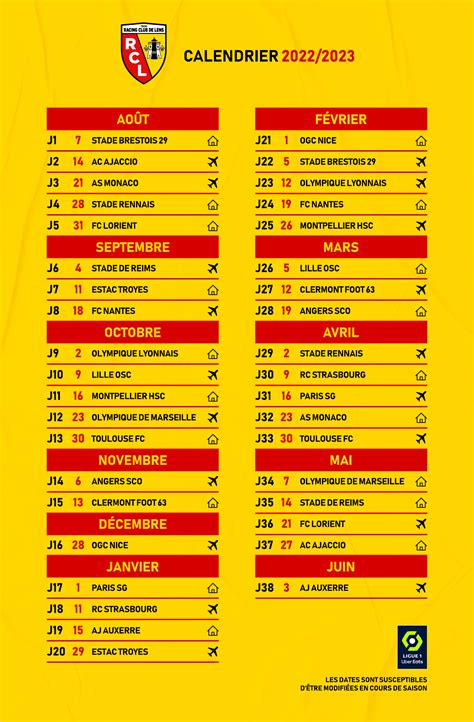 calendrier ligue des champions rc lens