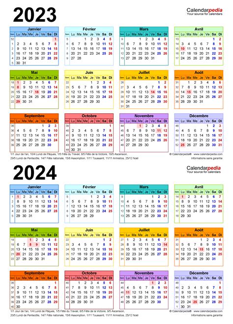 calendrier officiel 2023 2024