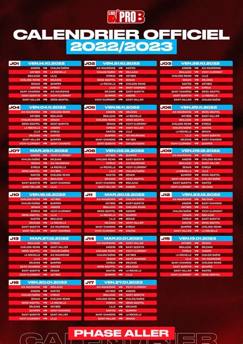 calendrier pro league 2023 2024