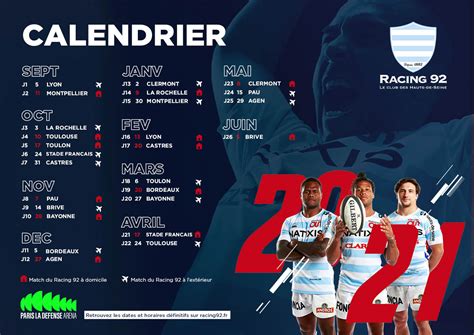 calendrier racing 92 rugby