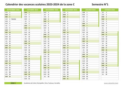 calendrier vacances toulouse 2024