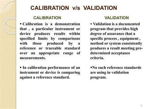 Calibration And Validation Standard