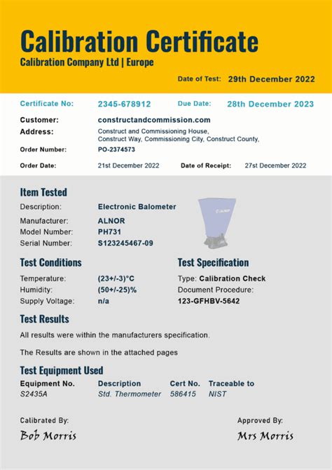 Calibration Certificate In Sap
