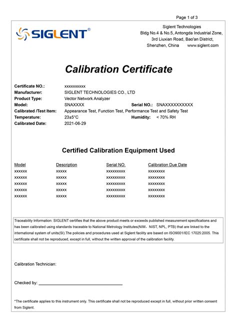 Calibration Document Example