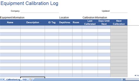 Calibration Log