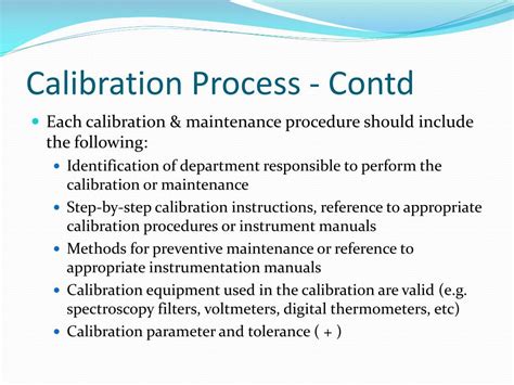 Calibration Procedure Reference