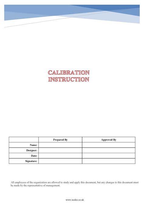 Calibration Work Instruction