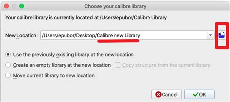 calibre change library location