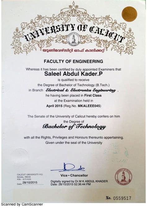 calicut university moi certificate