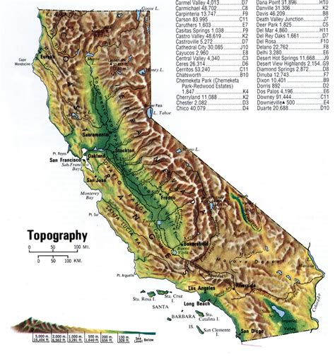 California Map Geographical Features