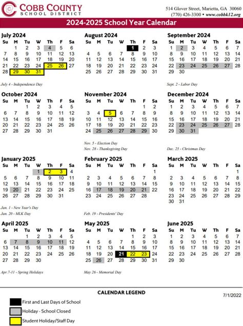 California School Calendar 2024-25