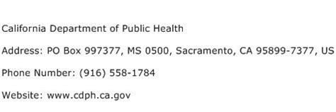 california department of health phone number