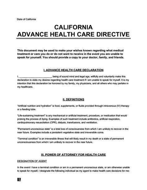 california health care directive 2023