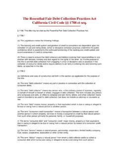california rosenthal fair debt collection