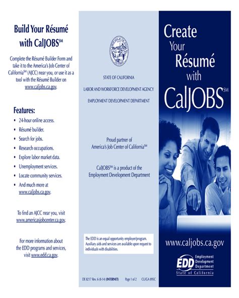 caljobs resume builder pdf