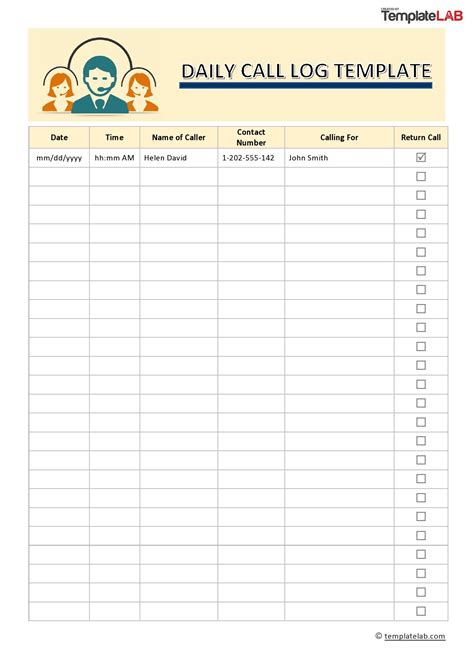 Substitute Employee Call Log Templates at