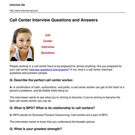 call centre interview questions and answers